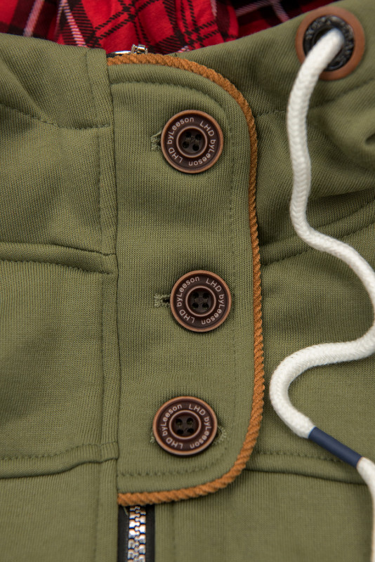 Sweatjacke mit Kordelzug in der Taille khaki