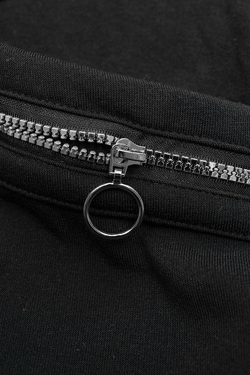 Verlängerte Sweatjacke mit Kapuze schwarz