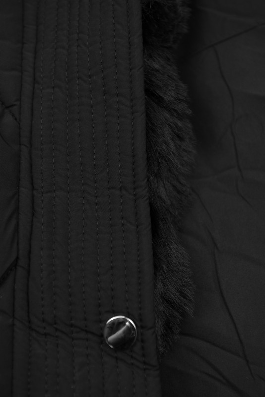 Damen-Steppjacke mit verstellbarer Taille Schwarz