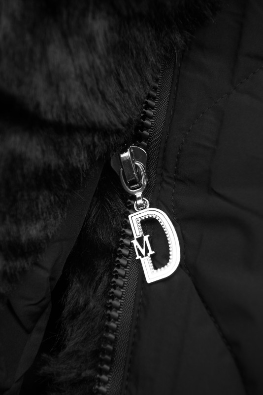 Damen-Steppjacke mit verstellbarer Taille Schwarz
