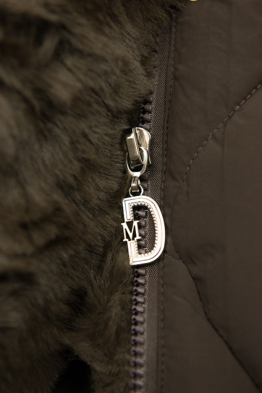 Damen-Steppjacke mit verstellbarer Taille Dunkelbraun