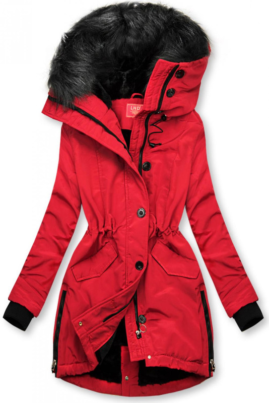 Winterjacke mit hohem Kragen rot
