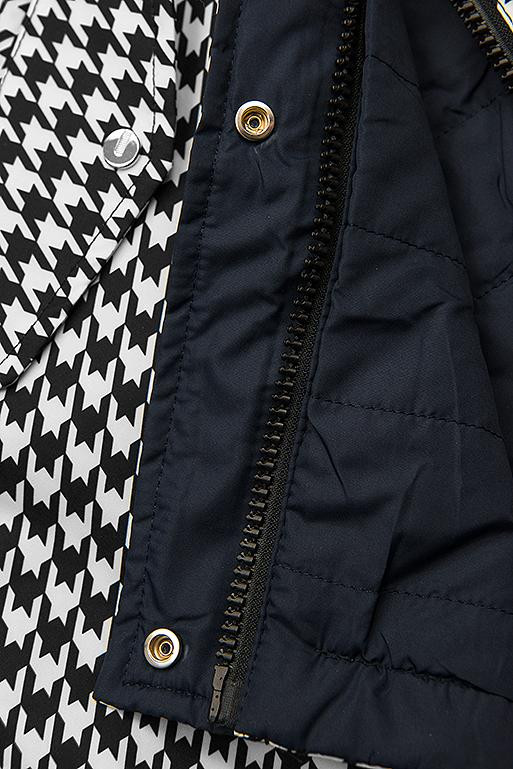 Parka mit Hahnentrittmuster/dunkelblau