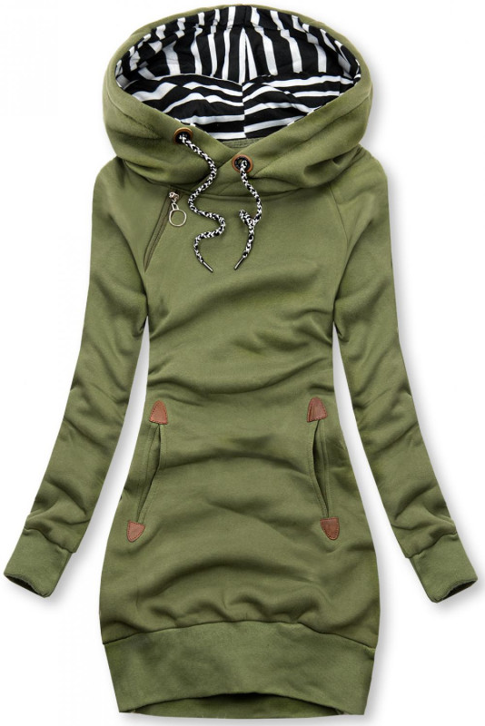 Sweatshirt/Sweatkleid mit Kapuze khaki
