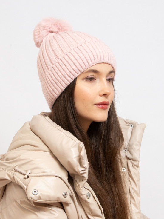 Bommelmütze Damen Rosa