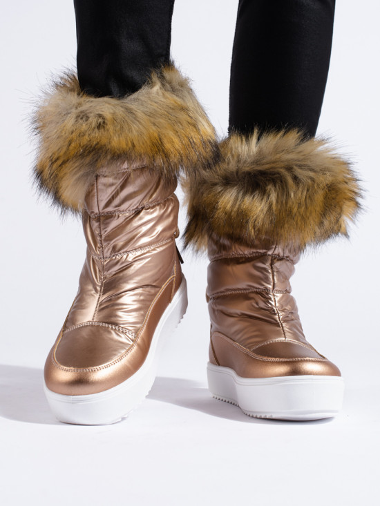 Rosa Schneestiefel mit Fell