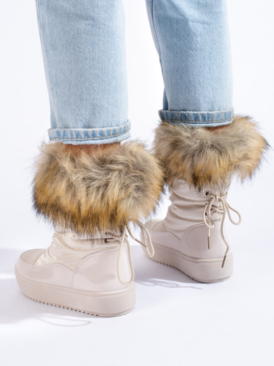 Damencreme Schneestiefel mit Fell Shelovet