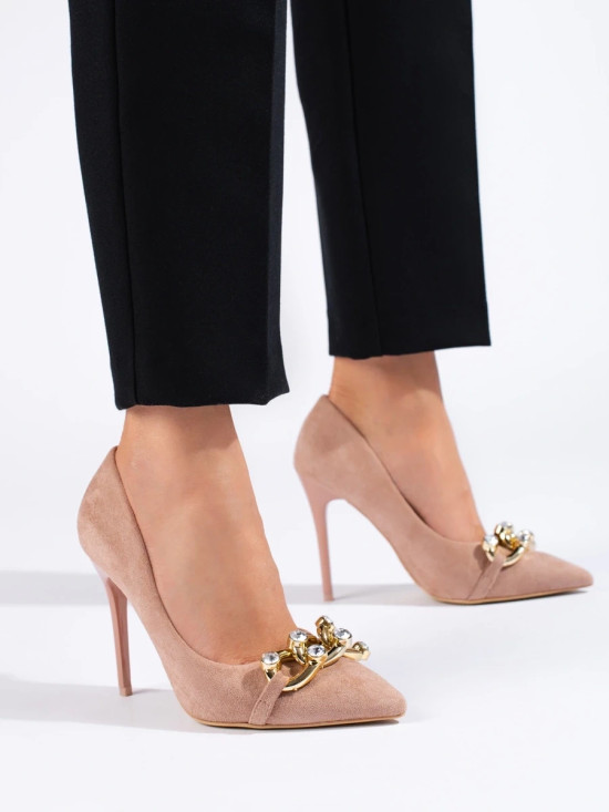 Rosa Wildleder-Pumps mit Kette von Vinceza