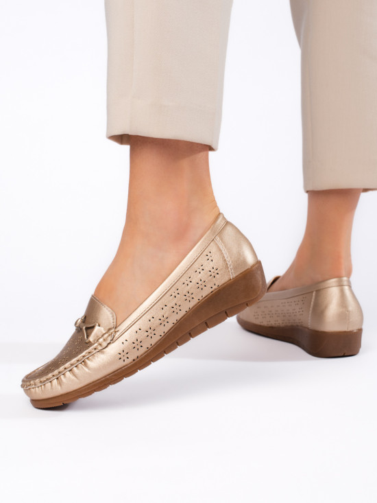 Goldene Damen Mokassins