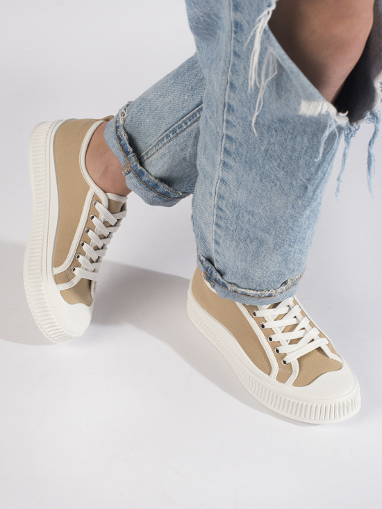Beige Damen Sneakers auf Plattform
