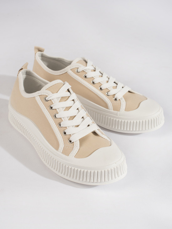 Beige Damen Sneakers auf Plattform