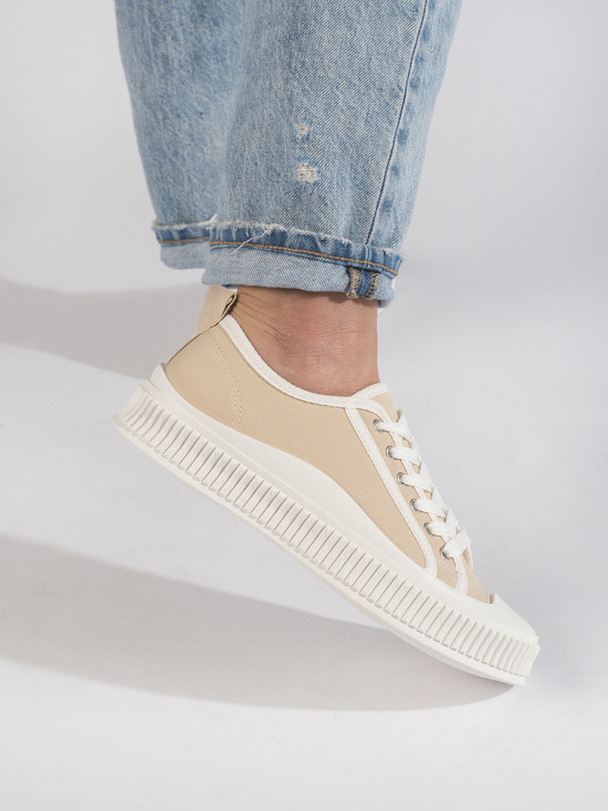 Beige Damen Sneakers auf Plattform