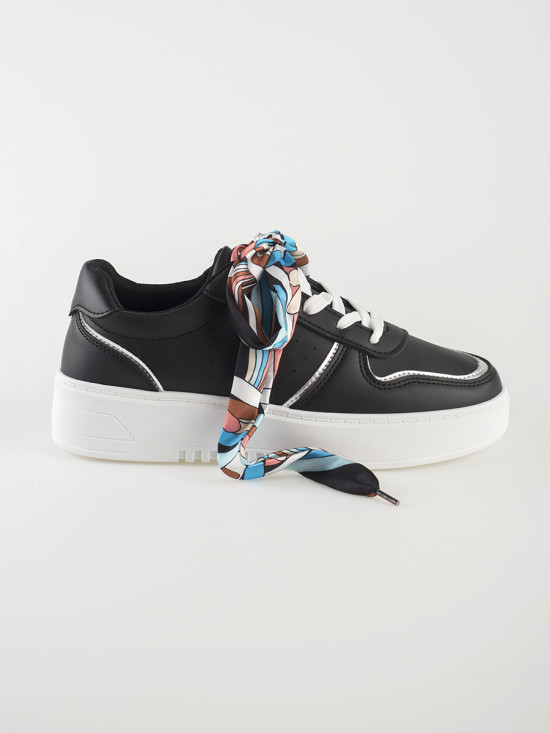 Schwarze Damen Sneaker mit Schnürung