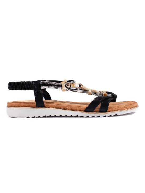 Schwarze Sandalen mit Perlen