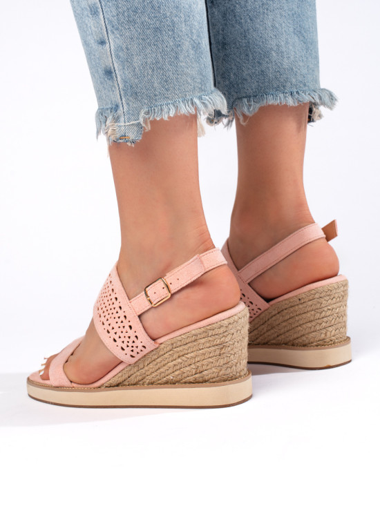 Rosa Damen Sandalen mit Keilabsatz