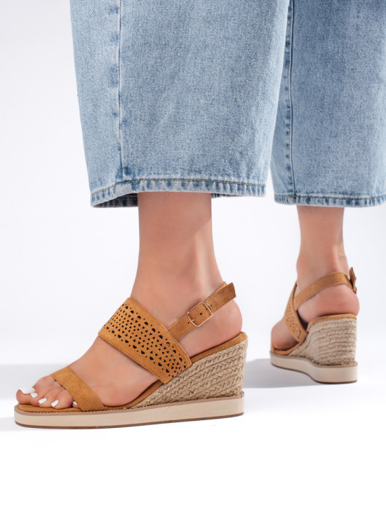 Braune Damen Sandalen mit Keilabsatz