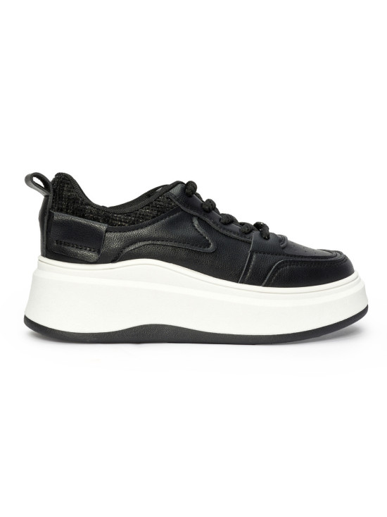 Damen schwarze Sneakers mit dicker Sohle