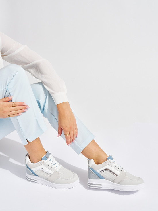 Damen graue Sneakers mit verstecktem Keilabsatz