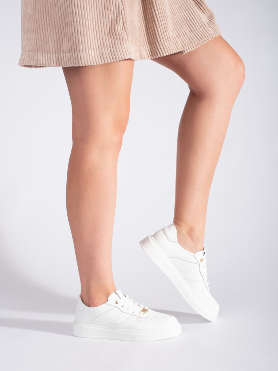 Weiße Damen Leder Sport Sneakers