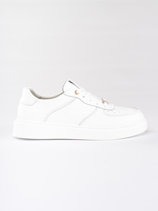 Weiße Damen Leder Sport Sneakers