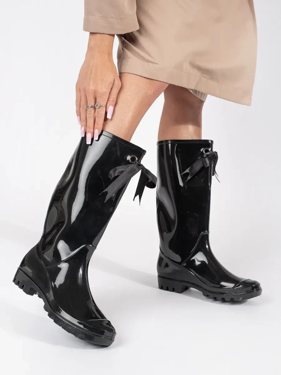 Schwarze lackierte hohe Damen-Gummistiefel