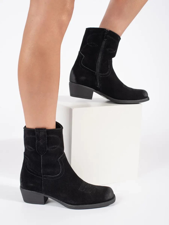 Schwarze Leder-Cowboy-Stiefeletten Sergio Leone