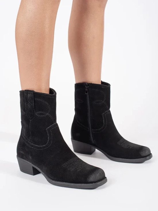 Schwarze Leder-Cowboy-Stiefeletten Sergio Leone