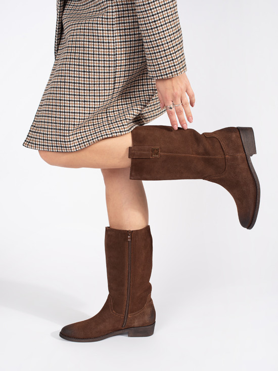 Braune Damen-Lederstiefel im Cowboy-Stil mit Absatz von Sergio Leone
