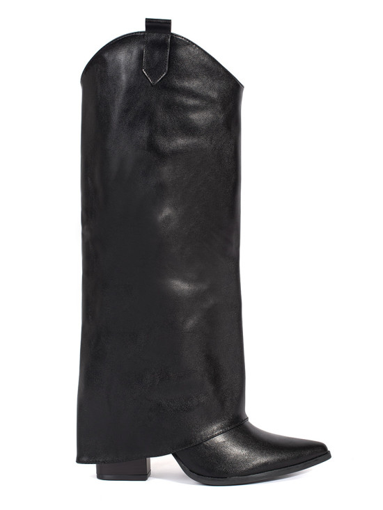 Schwarze Damenstiefel im Cowboy-Stil mit Absatz