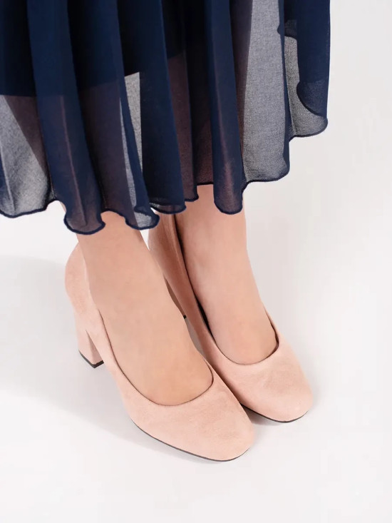 Beige Wildleder Pumps mit hohem Absatz