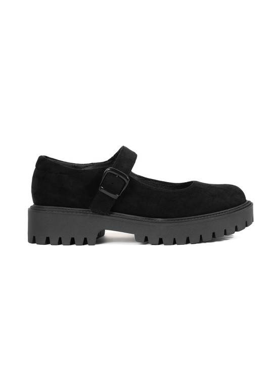 Schwarze Wildleder Slipper mit Plattform