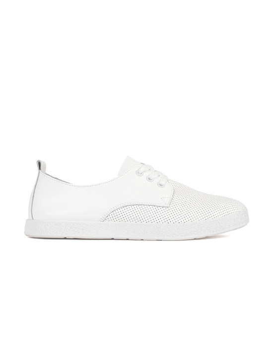 Weiße durchbrochene Sneakers aus echtem Leder