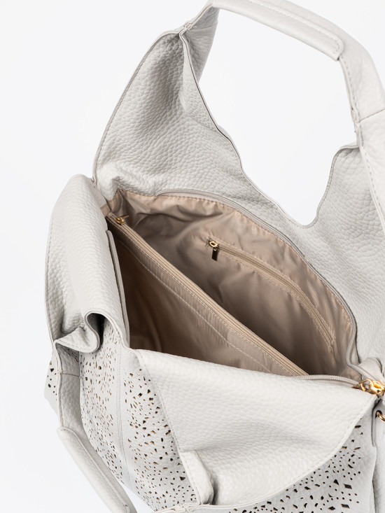 Graue durchbrochene Umhängetasche