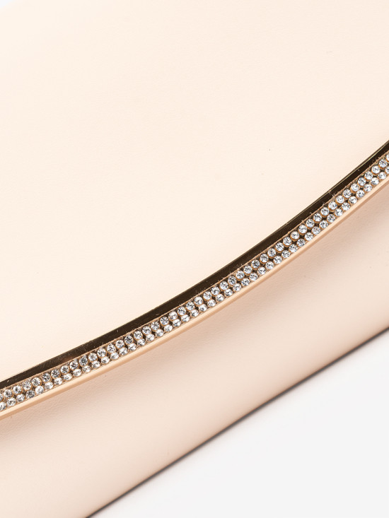 Helle beige Clutch mit Kette