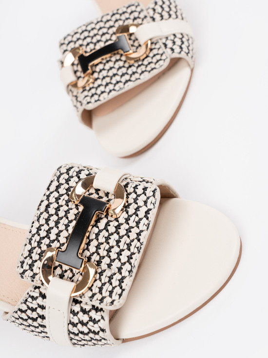 Weiße Damen Sandalen mit mittelhohem Absatz