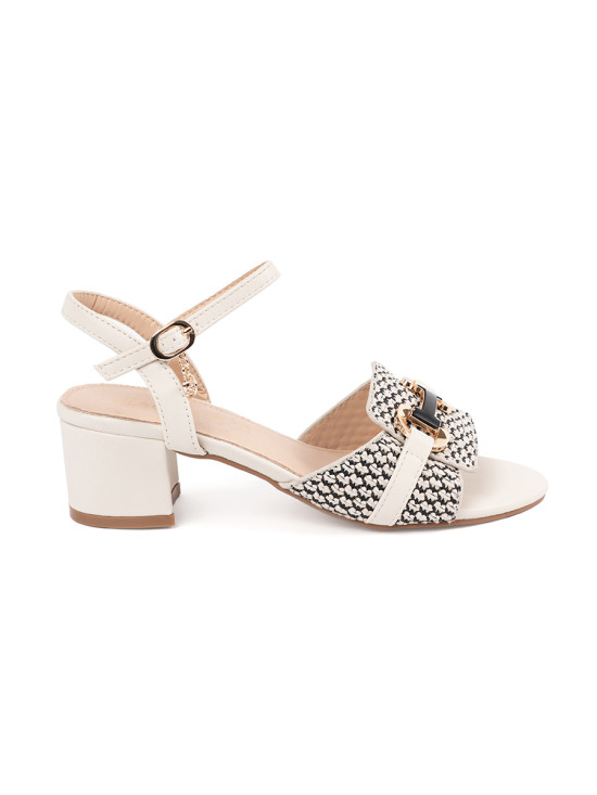 Weiße Damen Sandalen mit mittelhohem Absatz