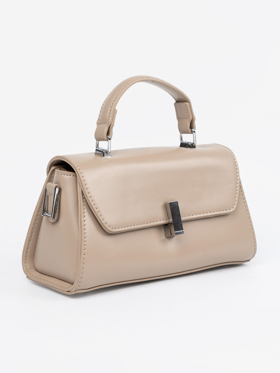 Beige kleine Handtasche mit Henkel