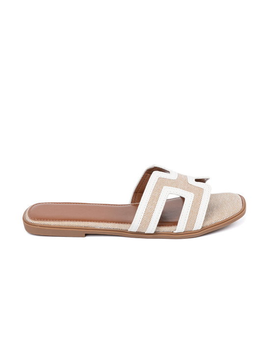 Weiße Slipper mit flachem Absatz