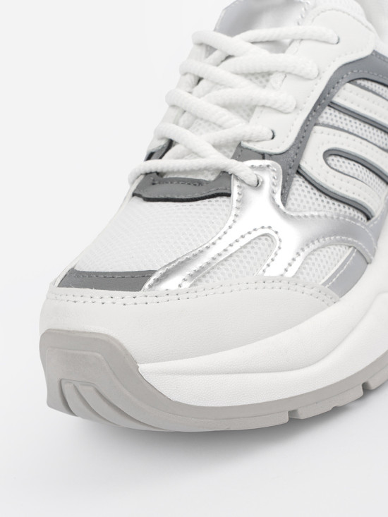 Weiße Damen Sneakers mit silbernen Akzenten