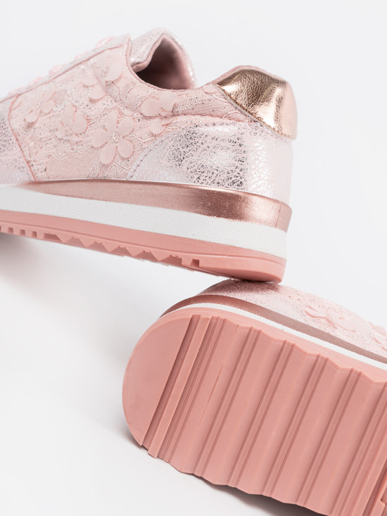Rosa Sneakers mit Blumenmuster