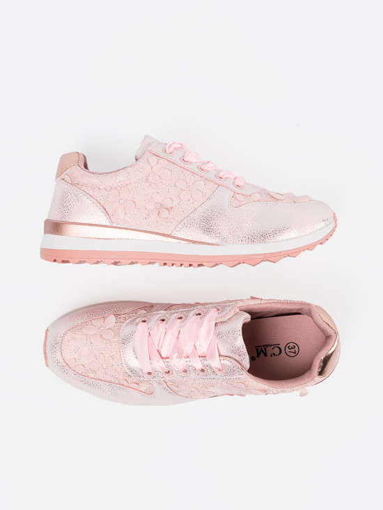 Rosa Sneakers mit Blumenmuster