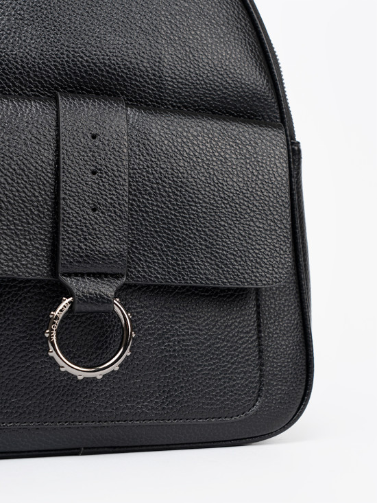 Schwarzer Damenrucksack aus Kunstleder