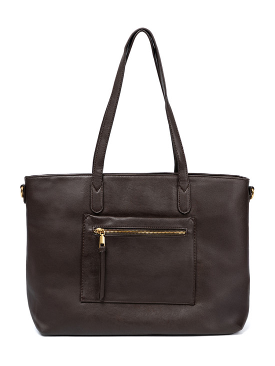 Dunkelbraune Tasche mit goldenen Elementen