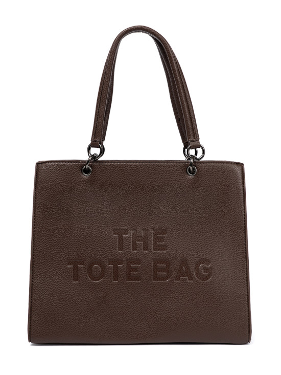 Braune Shopper-Tasche mit geprägtem Schriftzug