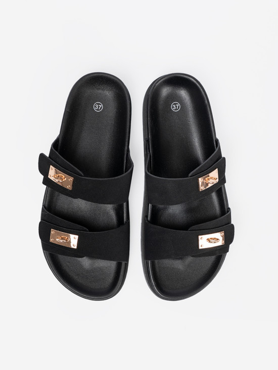 Plateau-Sandalen mit goldenen Details