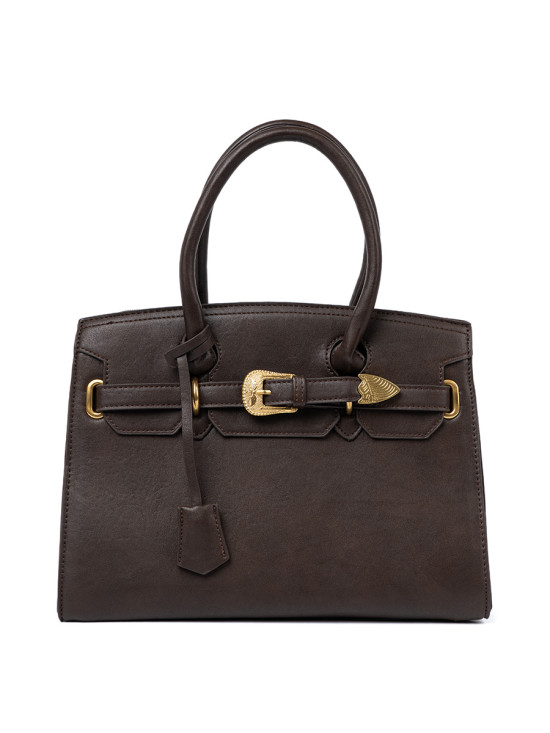Elegante braune Handtasche mit dekorativer goldener Schnalle