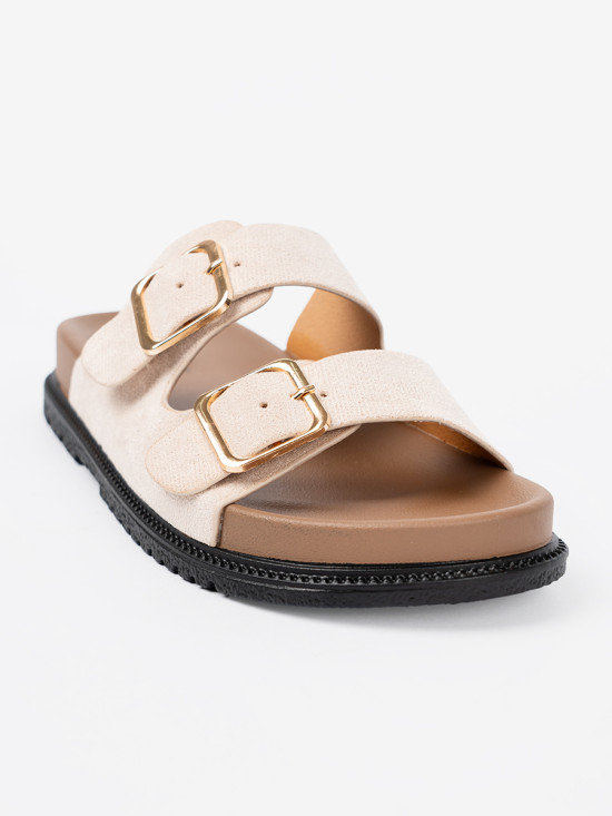 Stilvolle beige Sandalen mit Wildleder-Optik