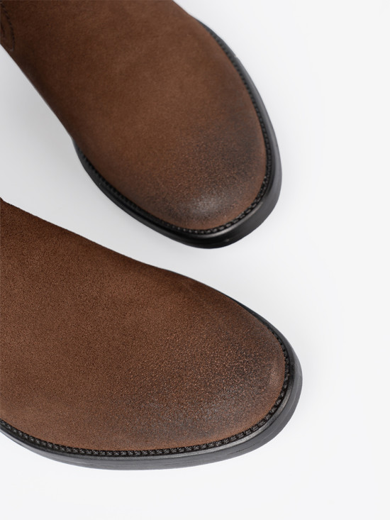 Braune Leder Stiefeletten mit gerafftem Schaft von Sergio Leone