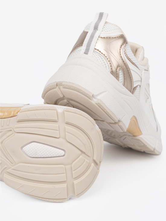 Weiße Sneakers mit beige-goldenen Akzenten