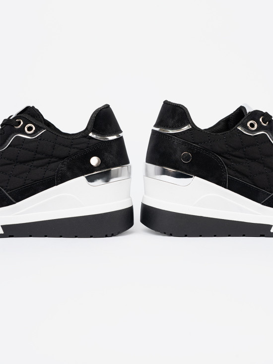 Schwarze Damen Sneakers mit Keilabsatz